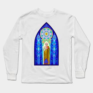 Gothic stained glass window with Peter the Apostle Long Sleeve T-Shirt
